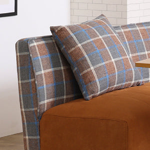 ラモーン コーナーソファ #背：チェック×座：キャメル #右コーナー