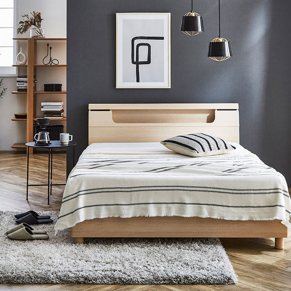 カプリスⅢ ベッドフレーム 床板付 照明 コンセント付 #ナチュラル #シングル #ベーシックタイプ