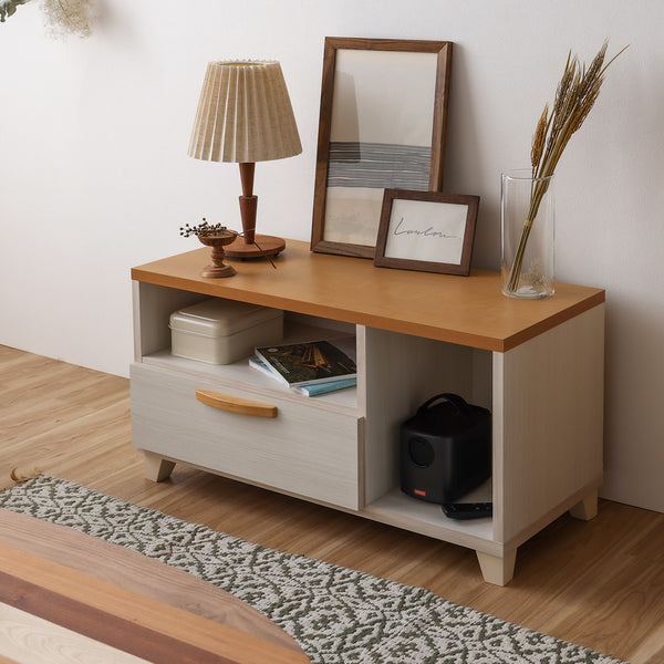 クック テレビボード #ホワイト/ナチュラル #幅89cm