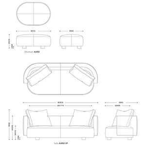 アールド オットマン ソファ 幅97cm #ルーケグレージュ
