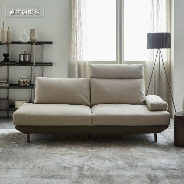 脚はブロンズゴールド、座面下・背面はシャドーグレージュの上品なカラーに仕上げました。 #PLT111 プラチナグレー×FLT02 シャドーグレージュ