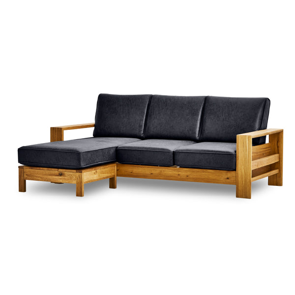 コパンⅡ　カウチソファ　幅205cm #LT03 チャコールブラック（レザーテックス アニリン）