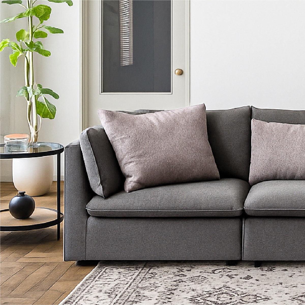 オフトソファ コーナー GRAチャコールグレー/TIMベージュ | 家具