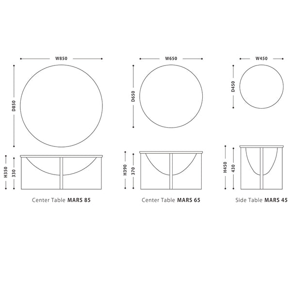 マーズ サイドテーブル センターテーブル #オーク #85