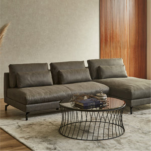 ２人掛けソファ＋シェーズの組み合わせ　PLT112ヨーロピアングレー #PLT111 プラチナグレー（プライムレザーテックス）