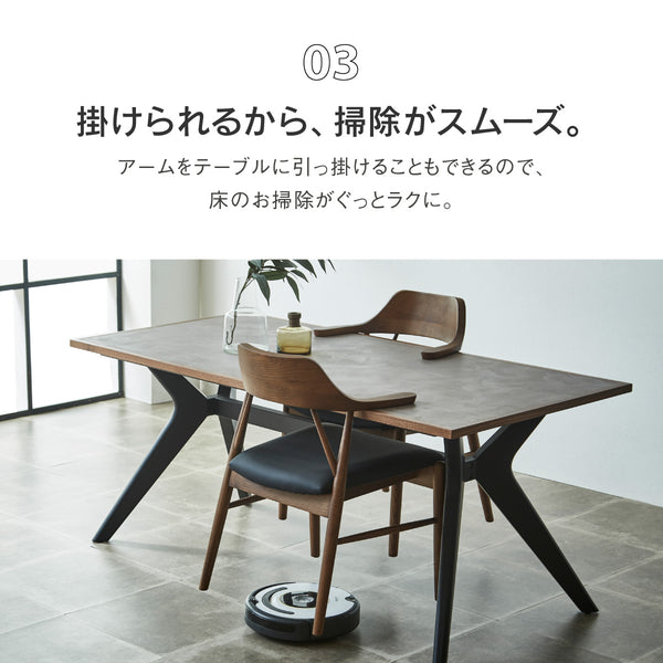 ロジャー ダイニングチェア ちょい肘 #ブラック色×合皮ブラック