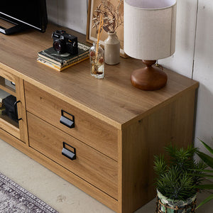 リモコンやリビング周辺の小物の収納に便利な引き出しが2杯付いています。 #ナチュラル