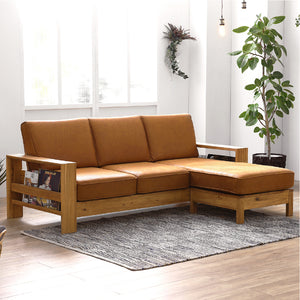 木の質感と温かみを存分に感じられ、用途に合わせて座面の組み替えが可能なカウチソファ「コパン」。 #LT03 チャコールブラック（レザーテックス アニリン）