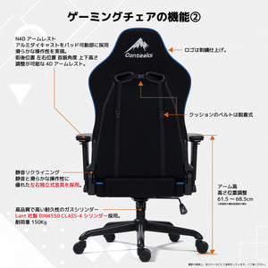 ローザ EVO ゲーミングチェア 4Dアームレスト リクライニング 175度 #ブラック