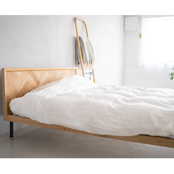 ユニック ベッドフレーム ヘリンボーンタイプ #オーク #ダブル #スノコ