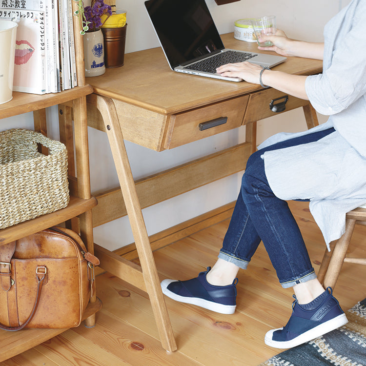 コットン デスク 幅90cm 引出付 天然木