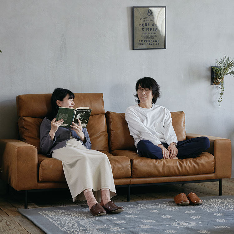 プルート 2.5人掛けソファ スーパーレザーテックス オーカーブラウン