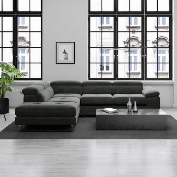 くつろぎを、自在にデザインするコーナーソファ「ロブスト」 #LT01 キャメル（レザーテックス アニリン） #左カウチ