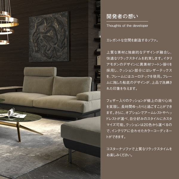 コスターナ　ヘッドレスト2.5人掛け用・1人掛け用・スモールカウチ用 #PLT111 プラチナグレー #プライム レザーテックス