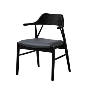 ロジャー ダイニングチェア ちょい肘 #ブラック色×合皮ブラック