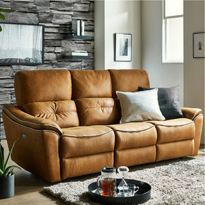 バッジオ　3人掛け電動ソファ幅190cm #PLT102 インディーブルー（プライムレザーテックス）