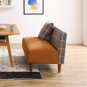 ラモーン コーナーソファ #背：チェック×座：キャメル #右コーナー