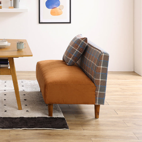 ラモーン コーナーソファ #背：チェック×座：キャメル #右コーナー