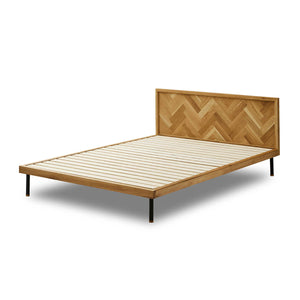 ユニック ベッドフレーム ヘリンボーンタイプ #オーク #ダブル #スノコ