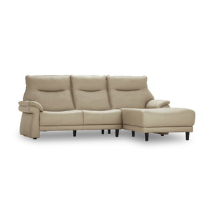 ライベラB 木脚 カウチソファ #FLT05 シフォンベージュ（ファインレザーテックス） #左カウチ