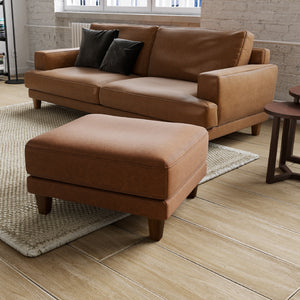 別売りのソファ(2.5人掛け、3人掛け)を組み合わせて、足を伸ばしてくつろげるスタイルに。 #LT01 キャメル（レザーテックス アニリン）