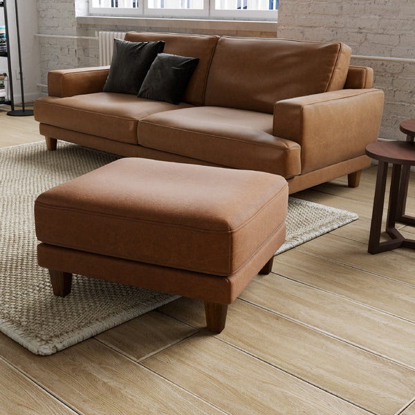 別売りのソファ(2.5人掛け、3人掛け)を組み合わせて、足を伸ばしてくつろげるスタイルに。 #LT01 キャメル（レザーテックス アニリン）