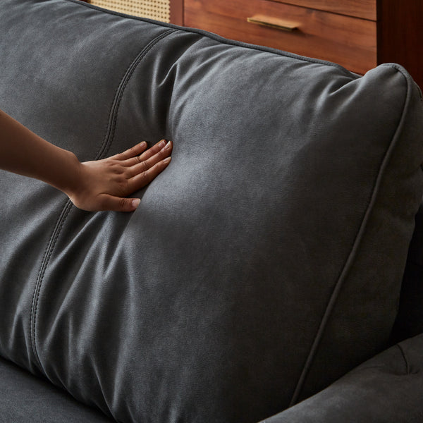 背にはもっちりとしたシリコンフィル、座には高密度ウレタンフォームを使用し上質な座りを実現しました。 #LT01 キャメル（レザーテックス アニリン）