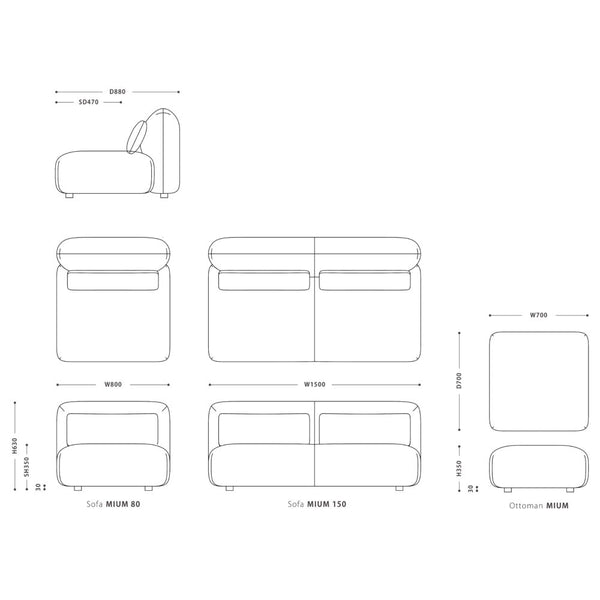ミウム ソファ 幅80cmタイプ #グレージュ