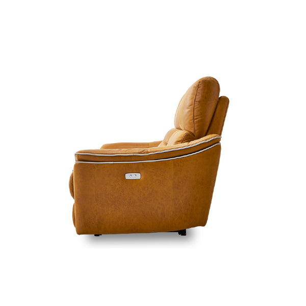 バッジオ　3人掛け電動ソファ幅190cm #PLT102 インディーブルー（プライムレザーテックス）