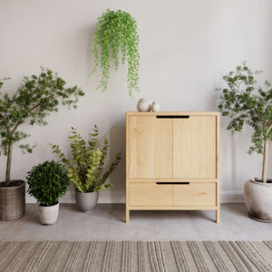 扉と引き出しの2つの収納で、生活感をしっかり隠せるAタイプ。上段の棚板は5段階で高さが調節できます。 #Aタイプ