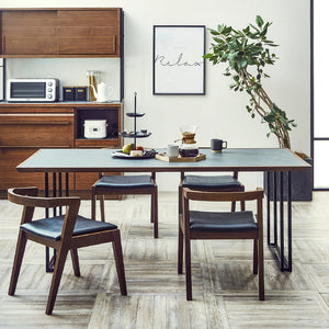 メグロ ダイニングテーブル 幅150cm #ウォールナット × グレー石目 #スチール脚A