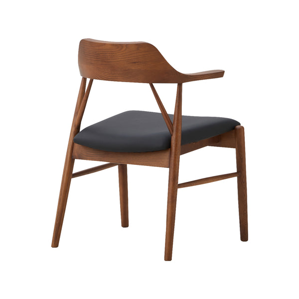 ロジャーⅢ ダイニングチェア ちょい肘 #ウォールナット色/合皮ブラック