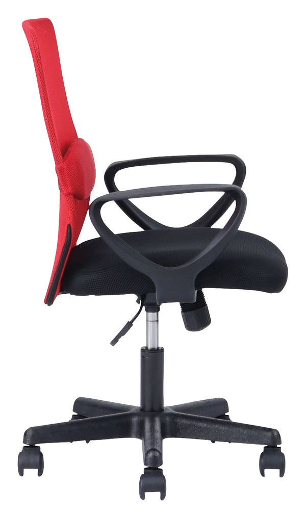 ランバーメッシュ オフィスチェア 肘付 #レッド