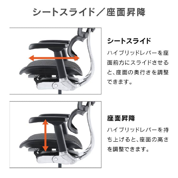 エルゴヒューマン プロⅡ ハイタイプ オットマン付 #ブラック×ブラック #ウレタンキャスター