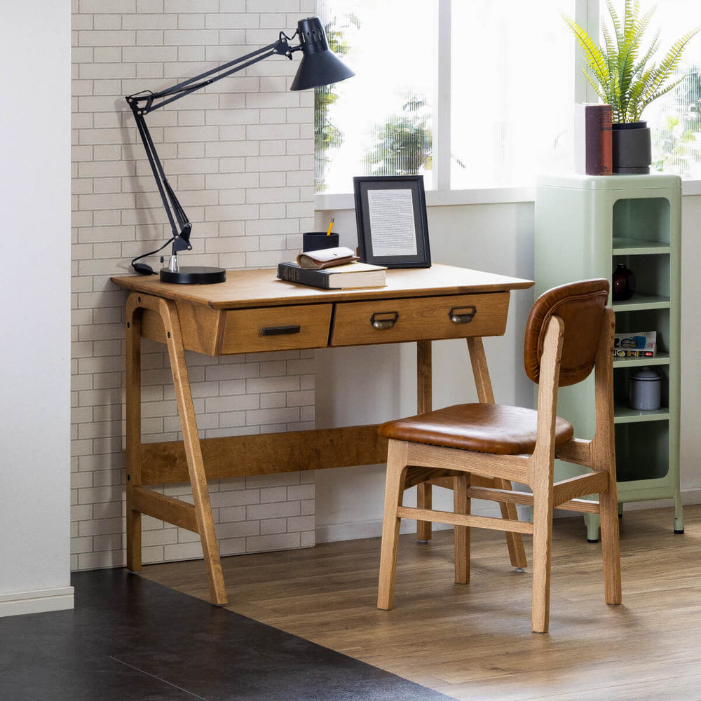 コットン デスク 幅90cm 引出付 天然木