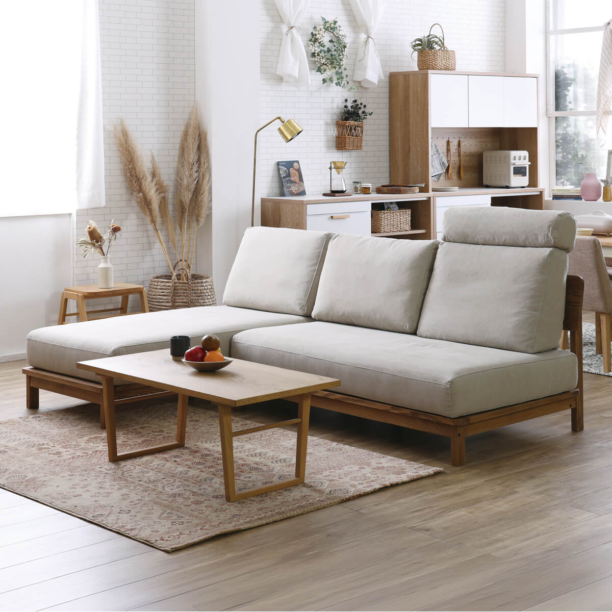 マナー④ カウチソファ 幅215cm カバーリング ファブリック