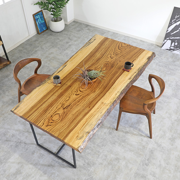 ゼブラウッド無垢材 サイドテーブル ハンドメイド - サイドテーブル